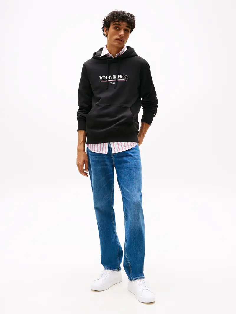 TOMMY HILFIGER Felpa 'Brand Love' navy / rosso fuoco / nero / bianco miniatura 3