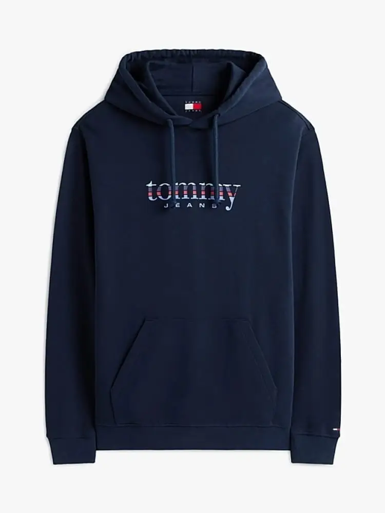 felpa con cappuccio con logo retro in cotone blu