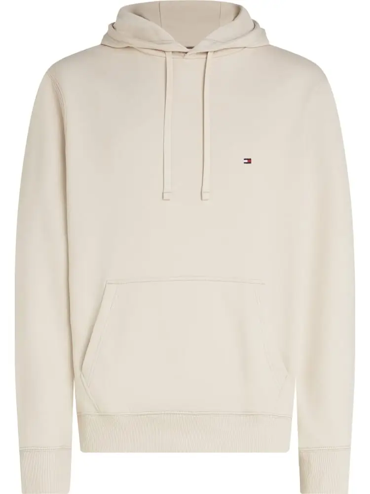 felpa con cappuccio in cotone beige con logo essential
