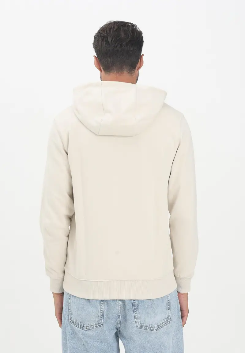 TOMMY HILFIGER Felpa con cappuccio panna da uomo rifinita da stampa logo miniatura 2