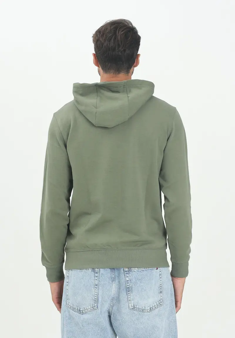 TOMMY HILFIGER Felpa con cappuccio verde da uomo rifinita da logo miniatura 2