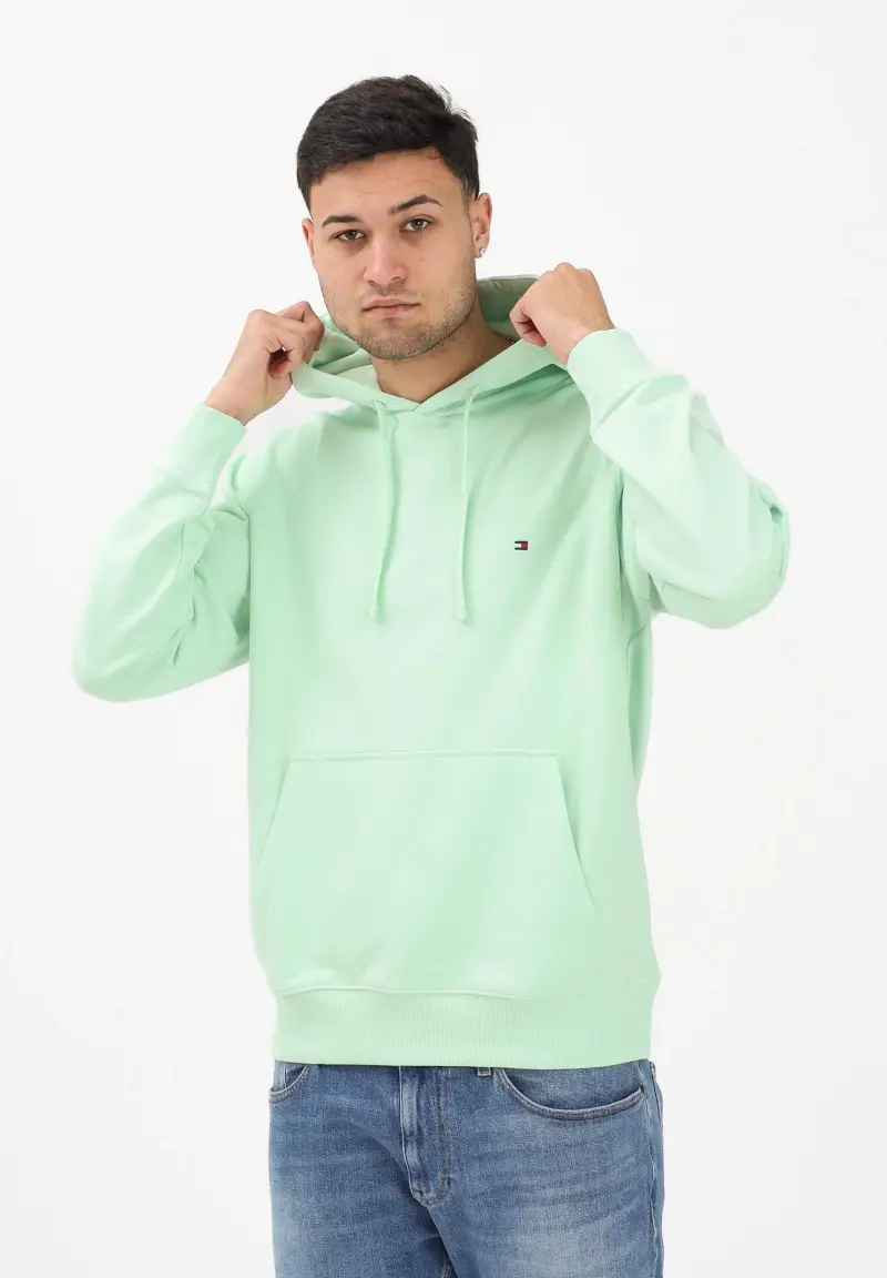 Felpa con cappuccio verde menta da uomo miniatura 2