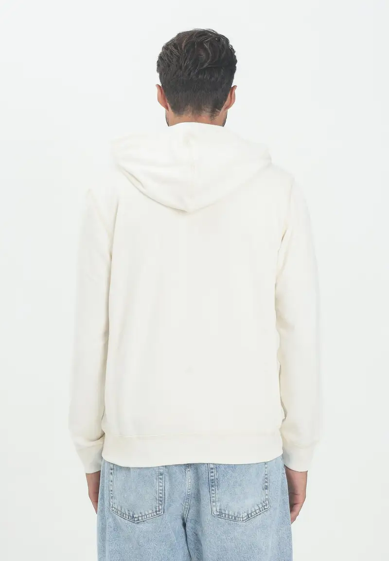 TOMMY HILFIGER Felpa con zip panna da uomo rifinita da logo miniatura 2