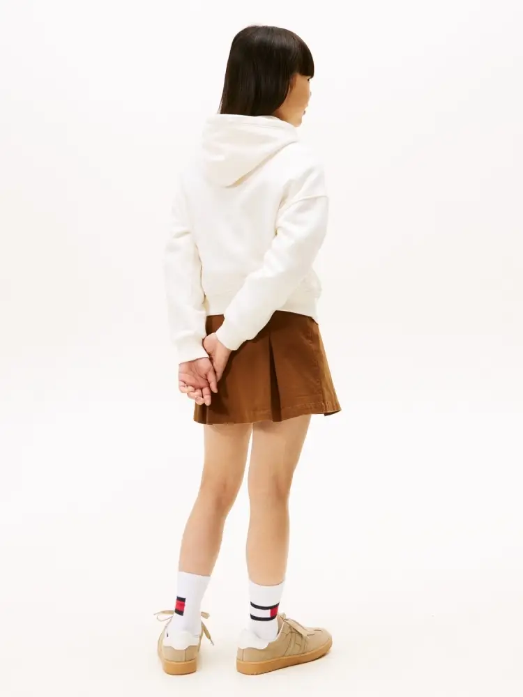 felpa crema bambina in cotone con cappuccio logo con strass miniatura 2