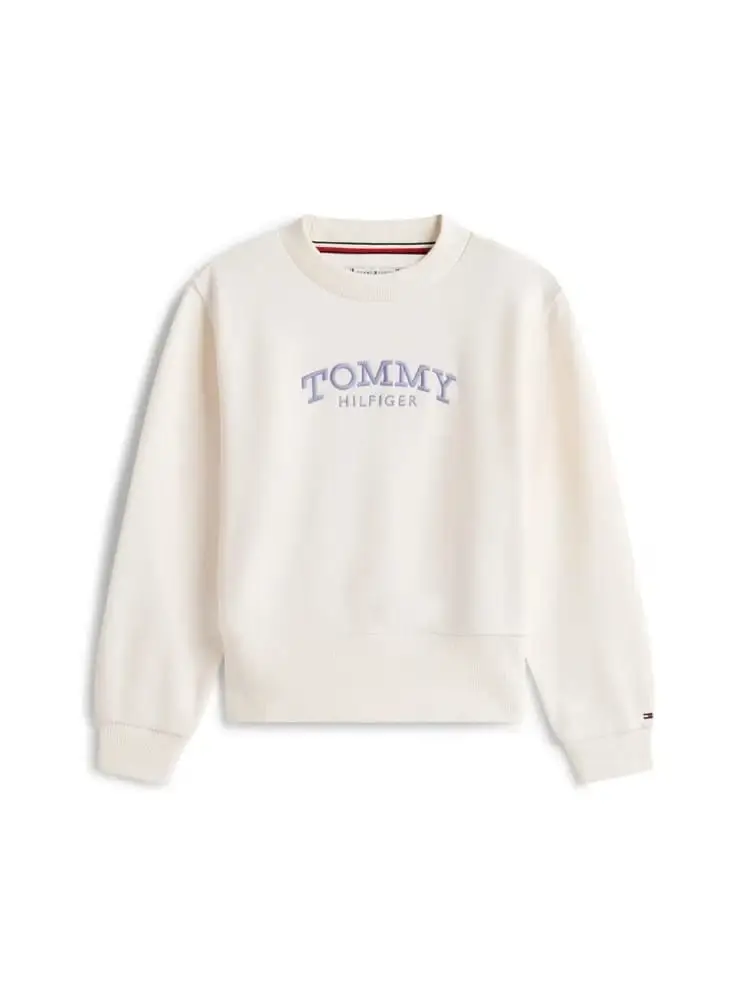 felpa crema bambina logo sul davanti