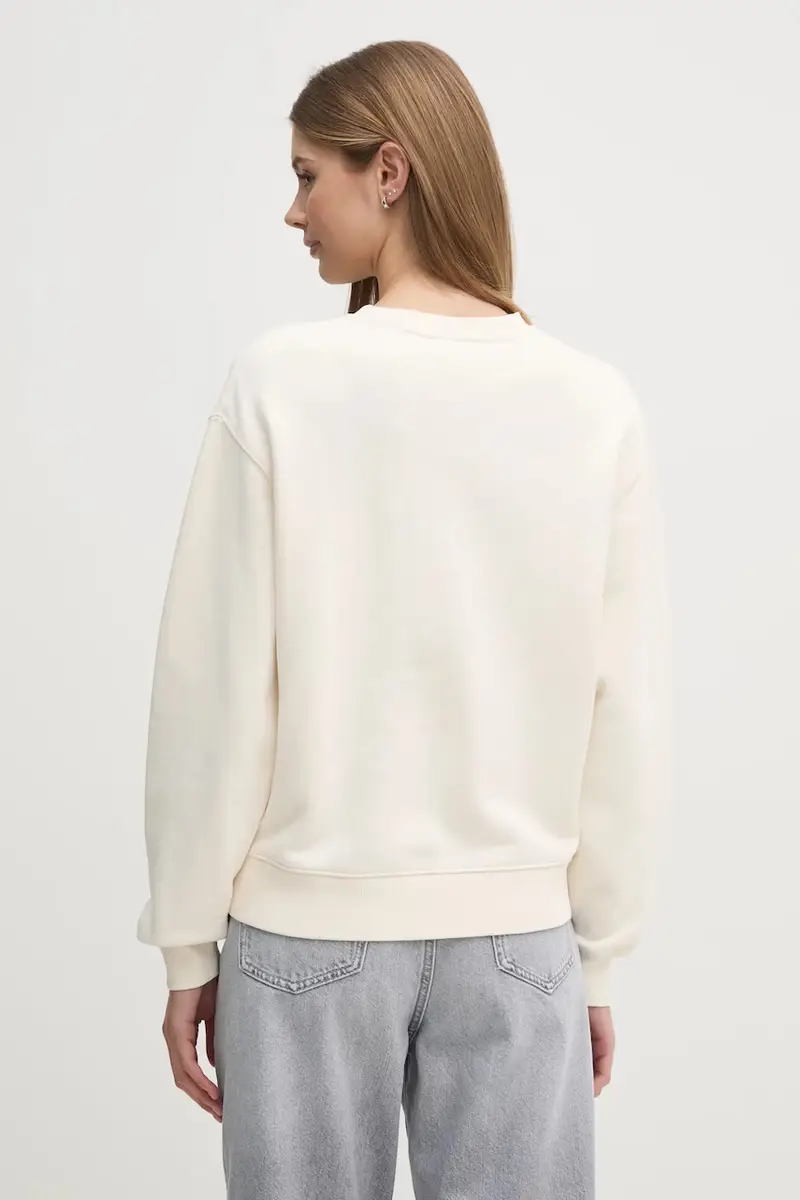 felpa donna colore beige con applicazione WW0WW43844 miniatura 3