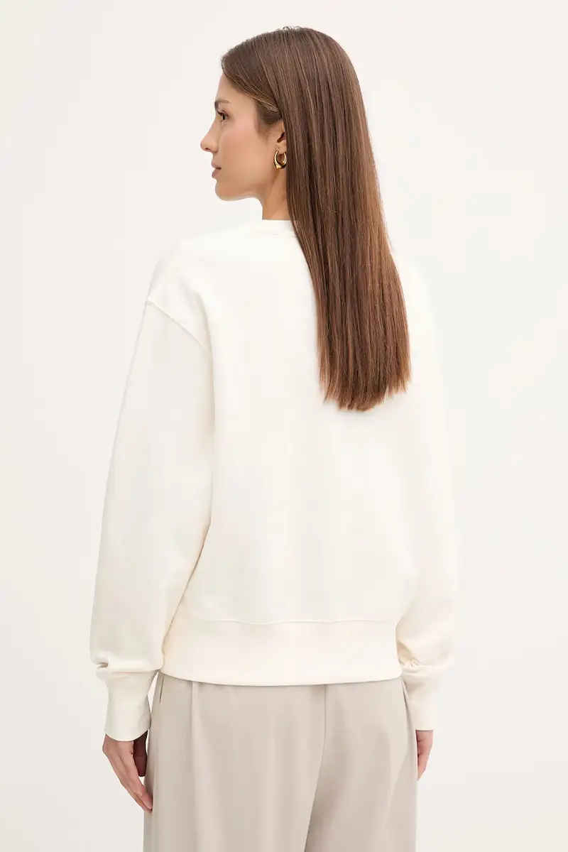 felpa donna colore beige con applicazione WW0WW47159 miniatura 3