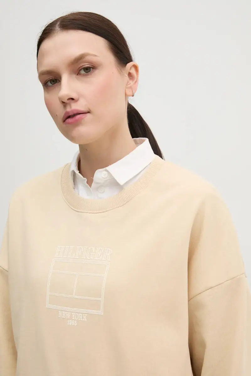 felpa donna colore beige WW0WW44633 miniatura 4