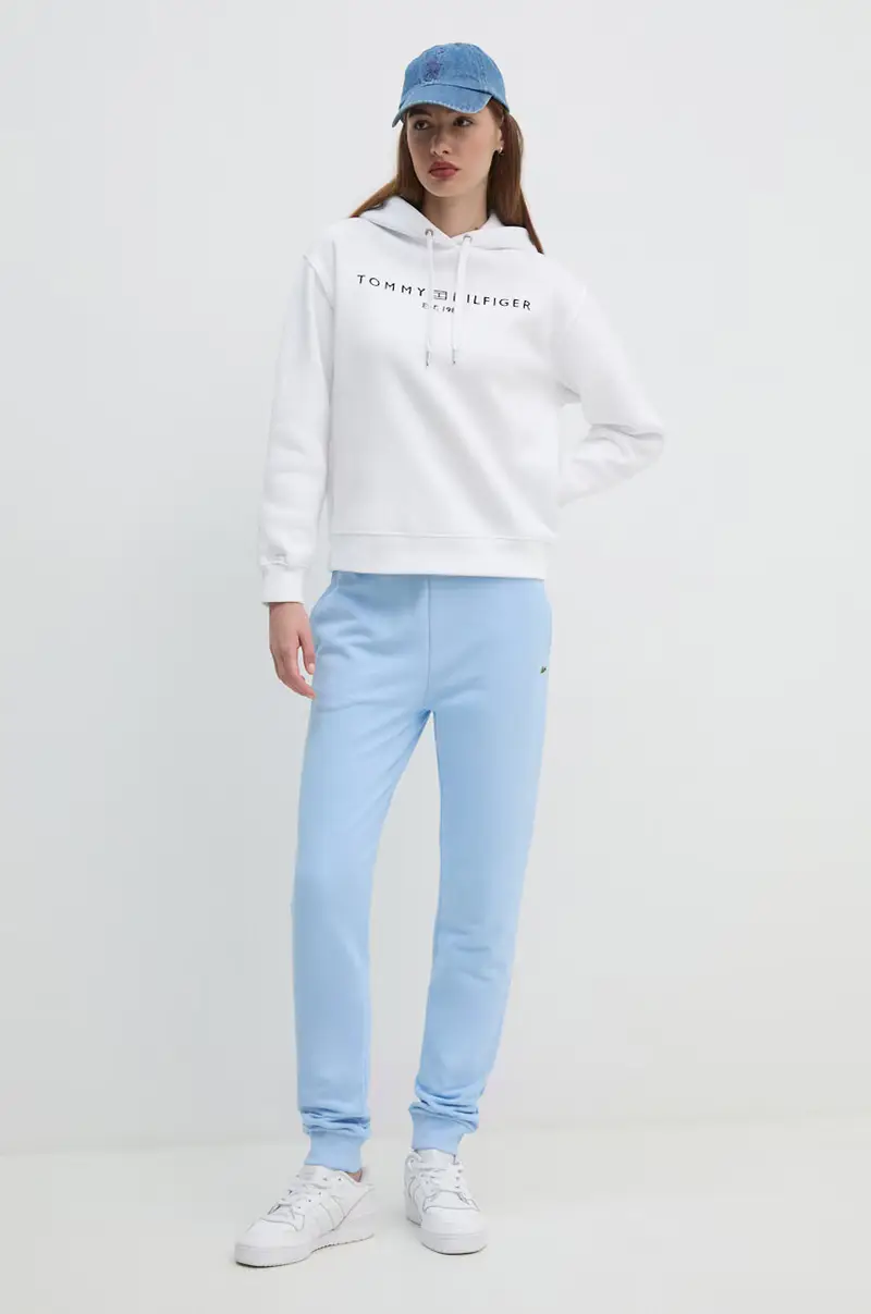 felpa donna colore bianco con cappuccio con applicazione WW0WW43598 miniatura 2