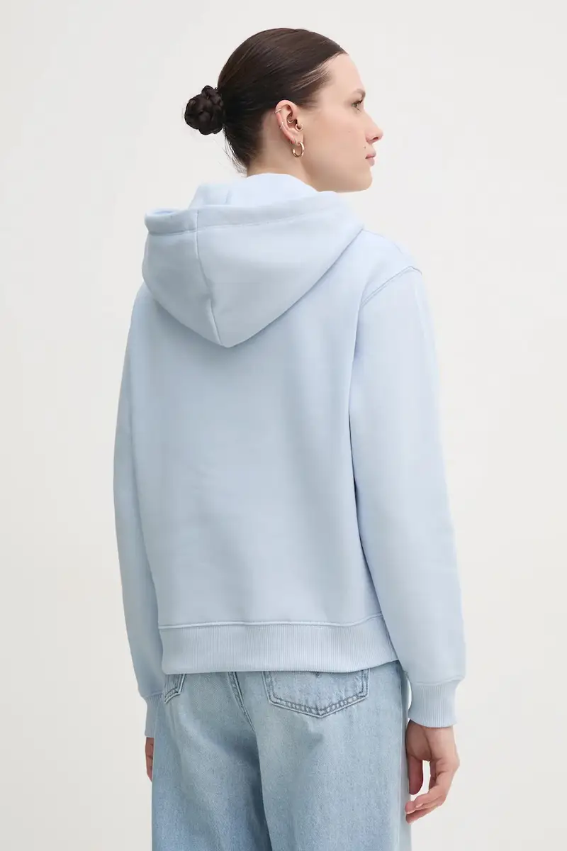 felpa donna colore blu con cappuccio con applicazione WW0WW43598 miniatura 3
