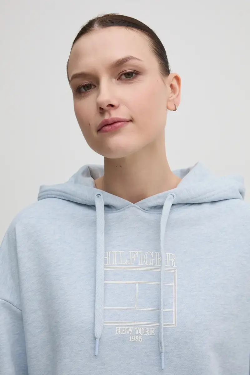 felpa donna colore blu con cappuccio WW0WW45523 miniatura 4