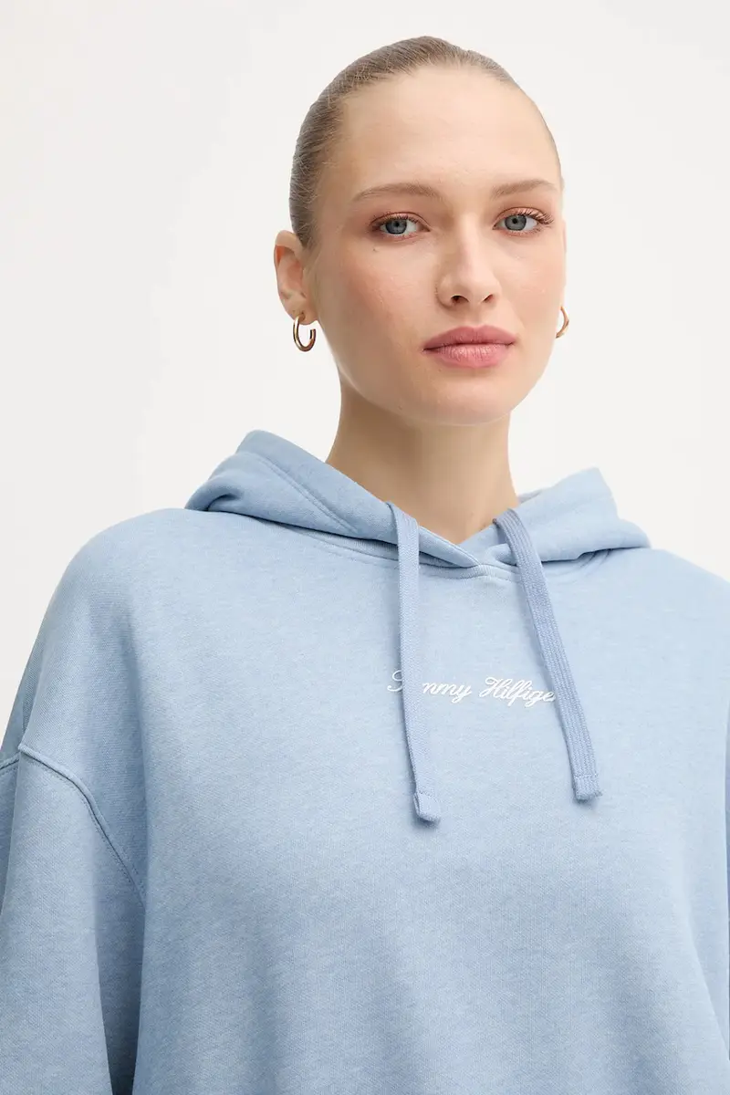 felpa donna colore blu con cappuccio WW0WW47459 miniatura 4