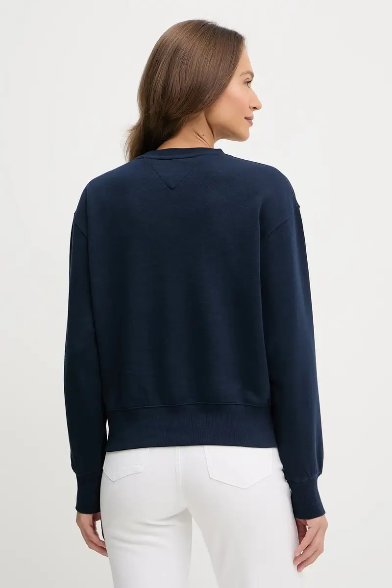 felpa donna colore blu navy con applicazione WW0WW47159 miniatura 2