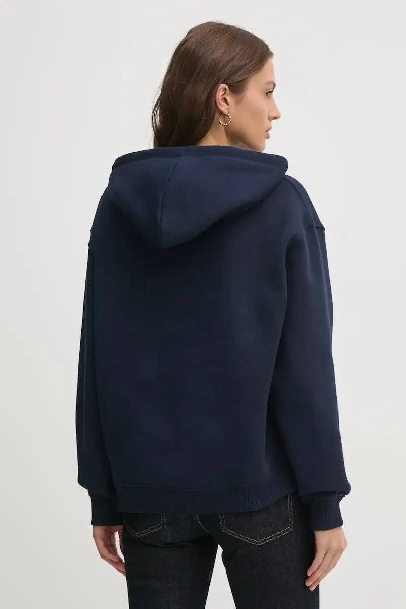 felpa donna colore blu navy con cappuccio con applicazione WW0WW43598 miniatura 3