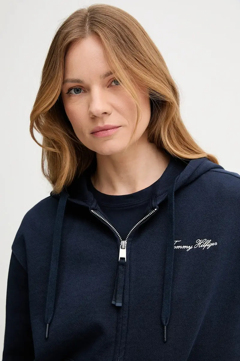 felpa donna colore blu navy con cappuccio WW0WW45742 miniatura 3