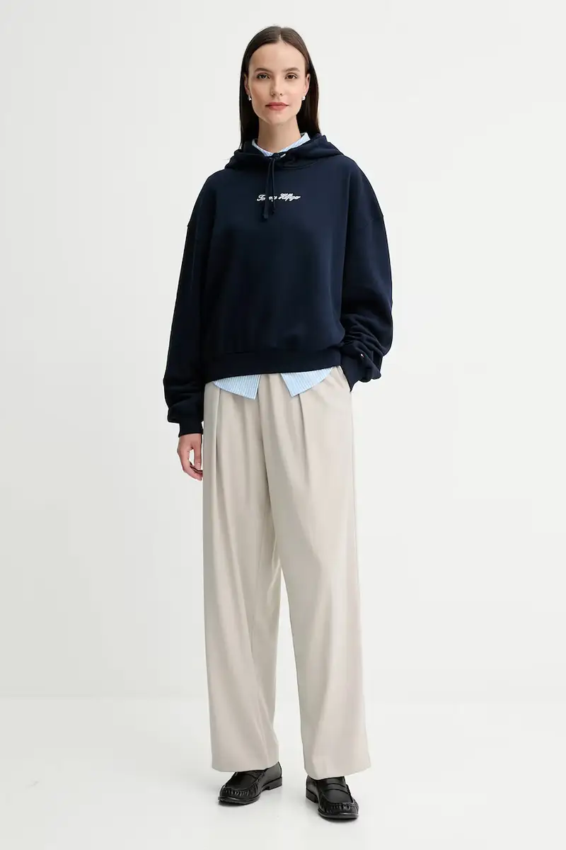 felpa donna colore blu navy con cappuccio WW0WW47459 miniatura 2