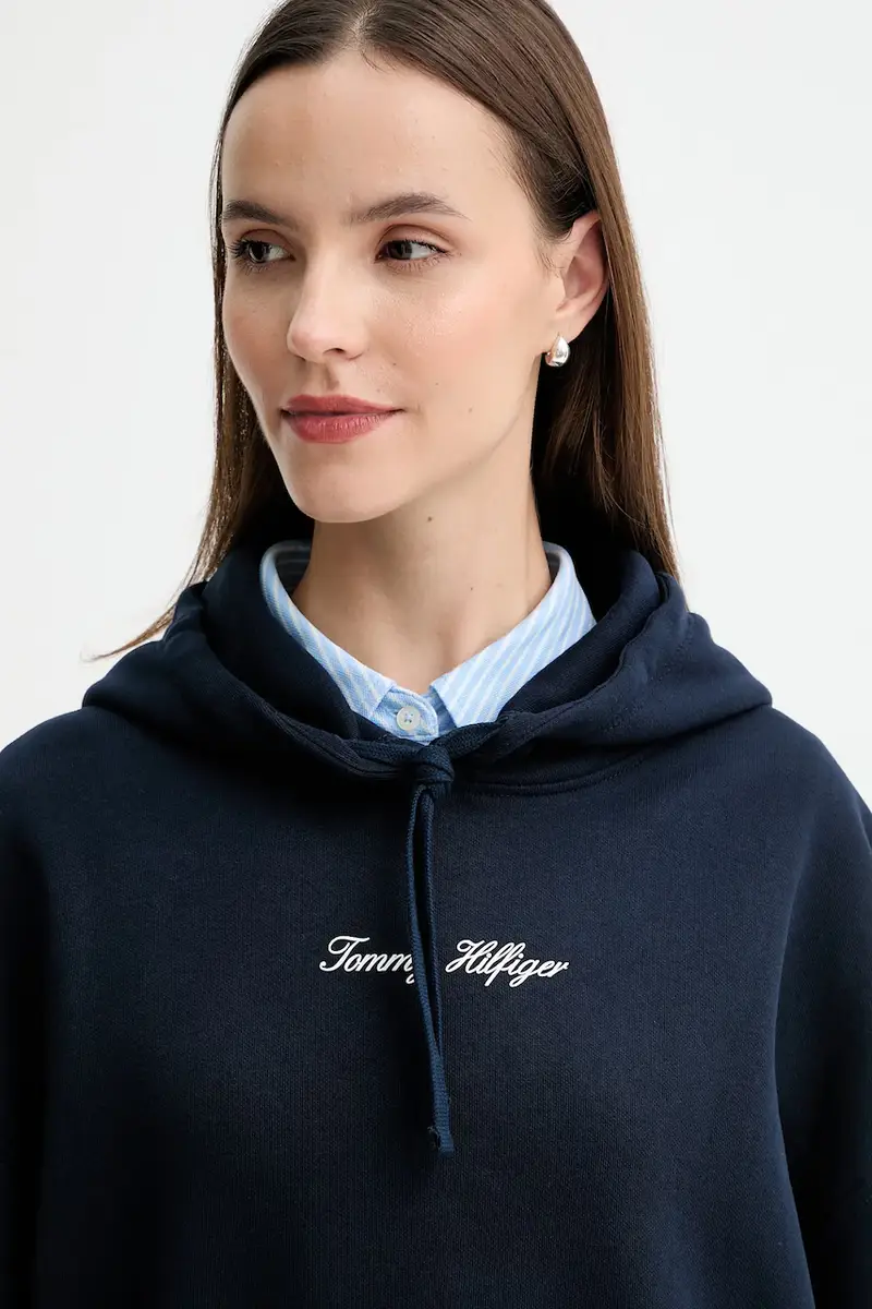 felpa donna colore blu navy con cappuccio WW0WW47459 miniatura 4