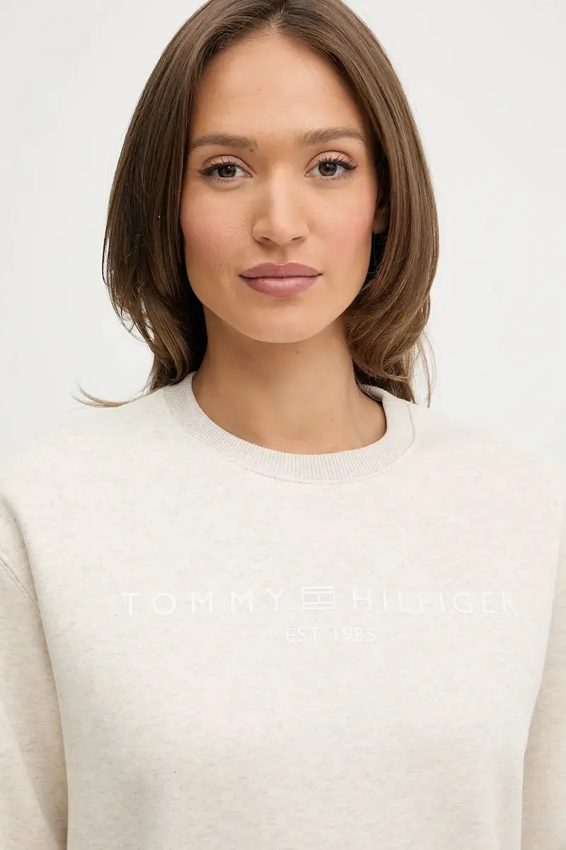 felpa donna colore blu WW0WW39791 Beige miniatura 3