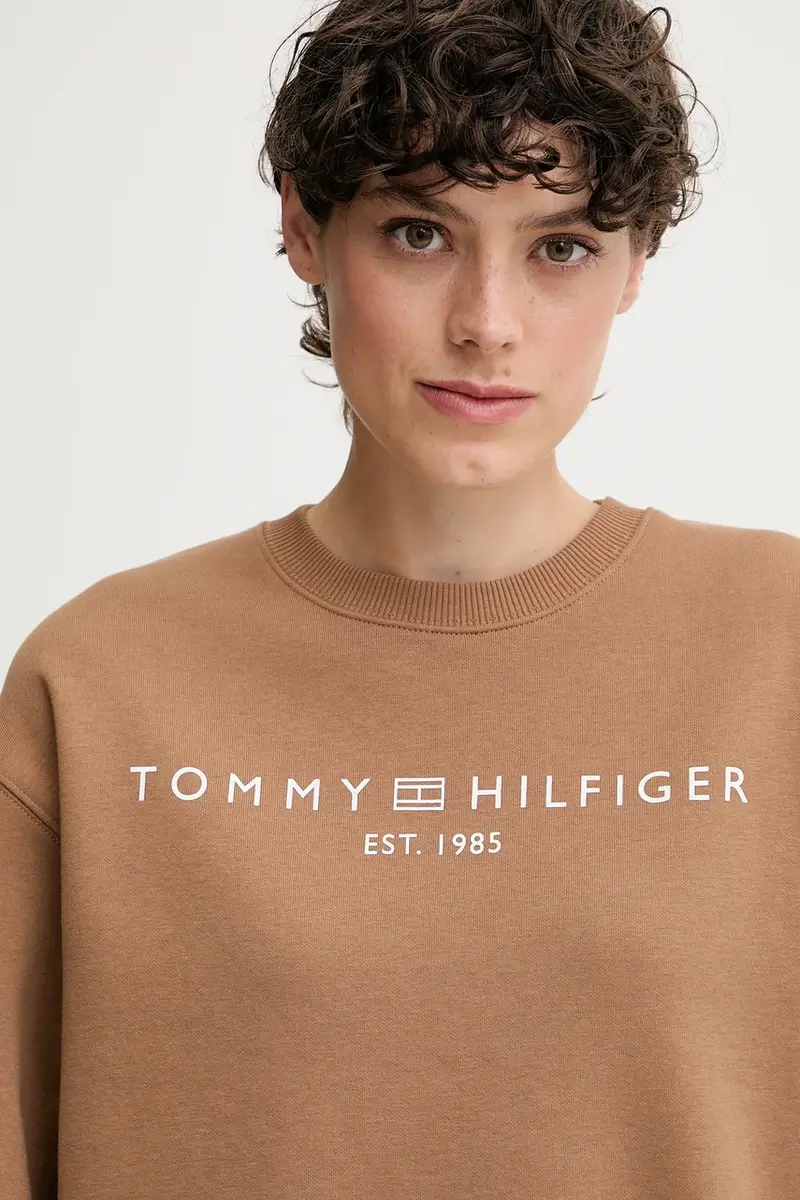 felpa donna colore blu WW0WW39791 Marrone miniatura 3