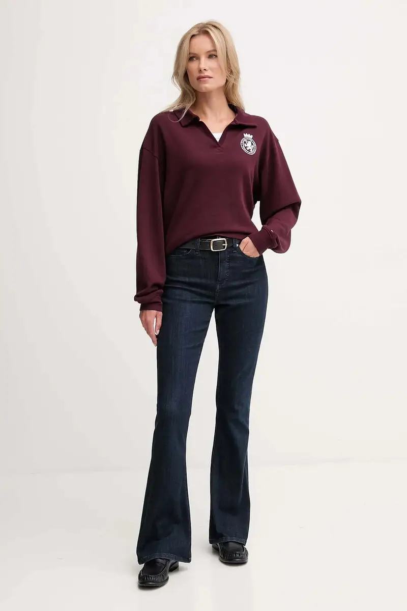 felpa donna colore granata con applicazione UW0UW06078 miniatura 2