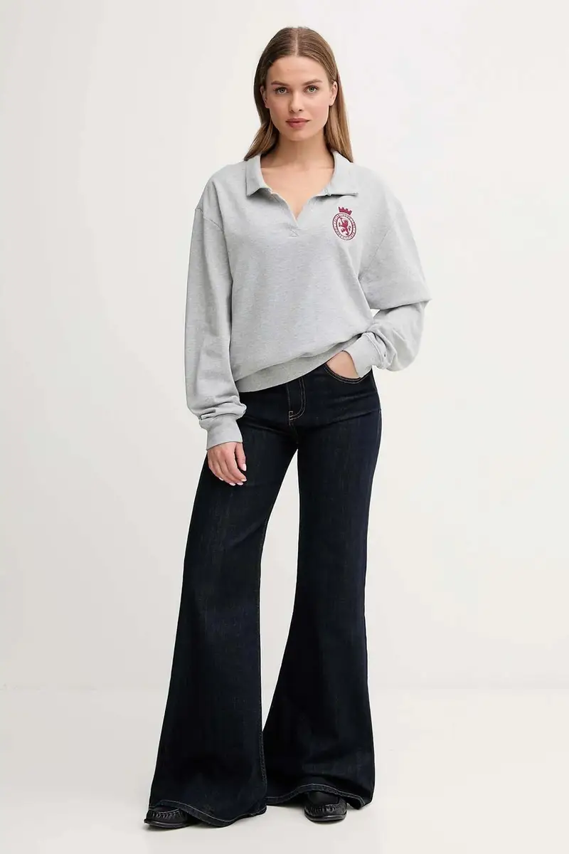 felpa donna colore grigio con applicazione UW0UW06078 miniatura 2