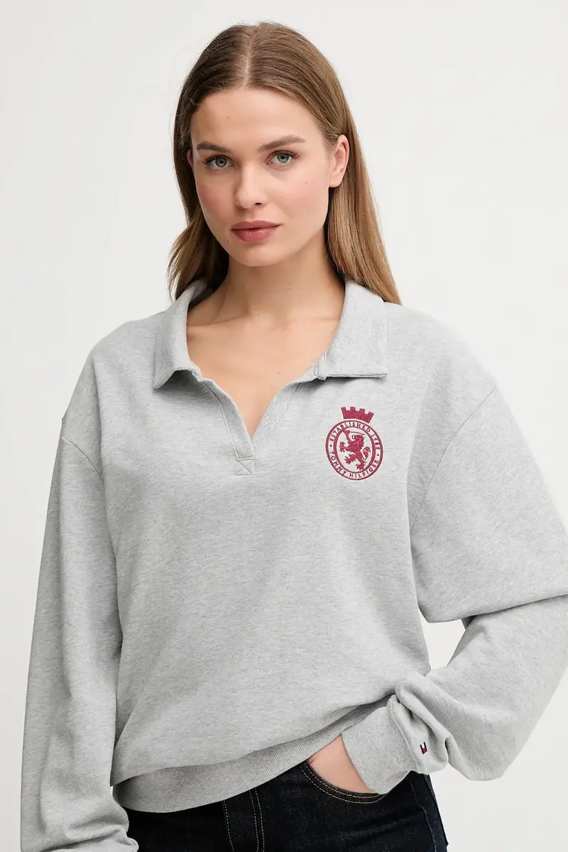 felpa donna colore grigio con applicazione UW0UW06078 miniatura 4