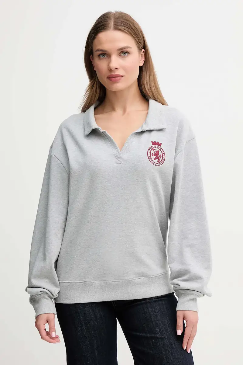 felpa donna colore grigio con applicazione UW0UW06078