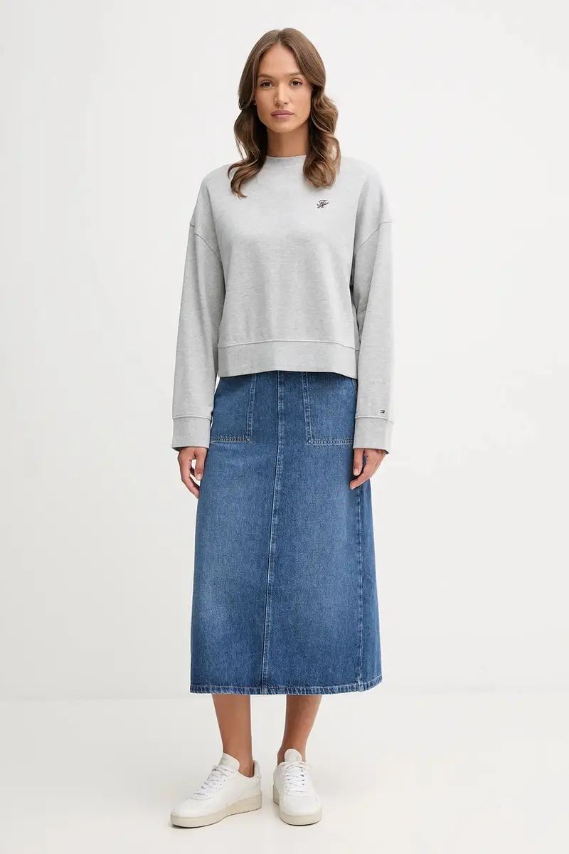 felpa donna colore grigio WW0WW46152 miniatura 2