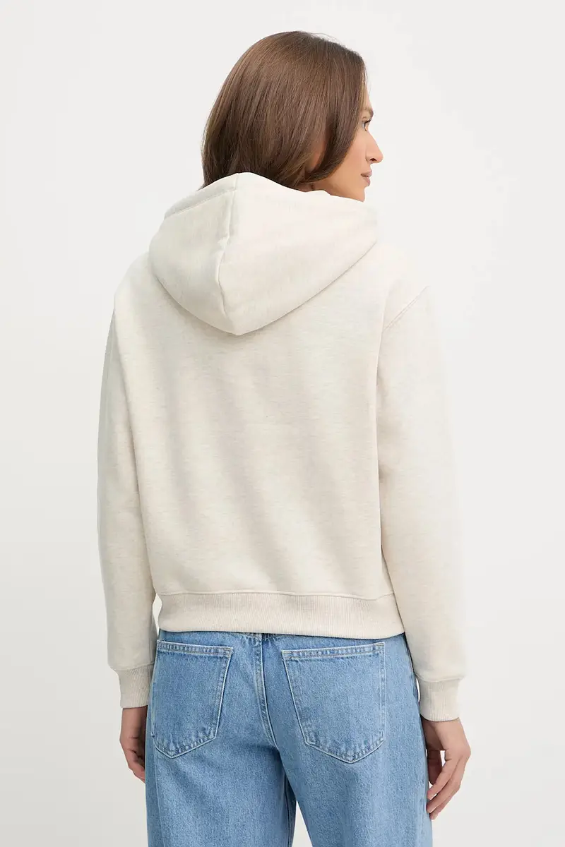 felpa donna colore nero con cappuccio con applicazione WW0WW43598 Beige miniatura 2