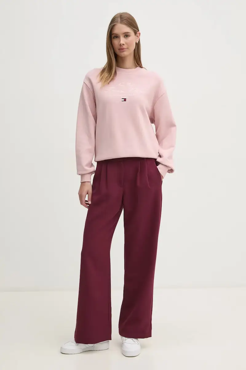 felpa donna colore rosa con applicazione WW0WW43844 miniatura 2