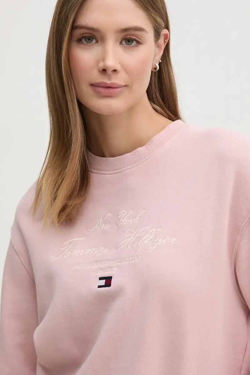 felpa donna colore rosa con applicazione WW0WW43844 miniatura 4