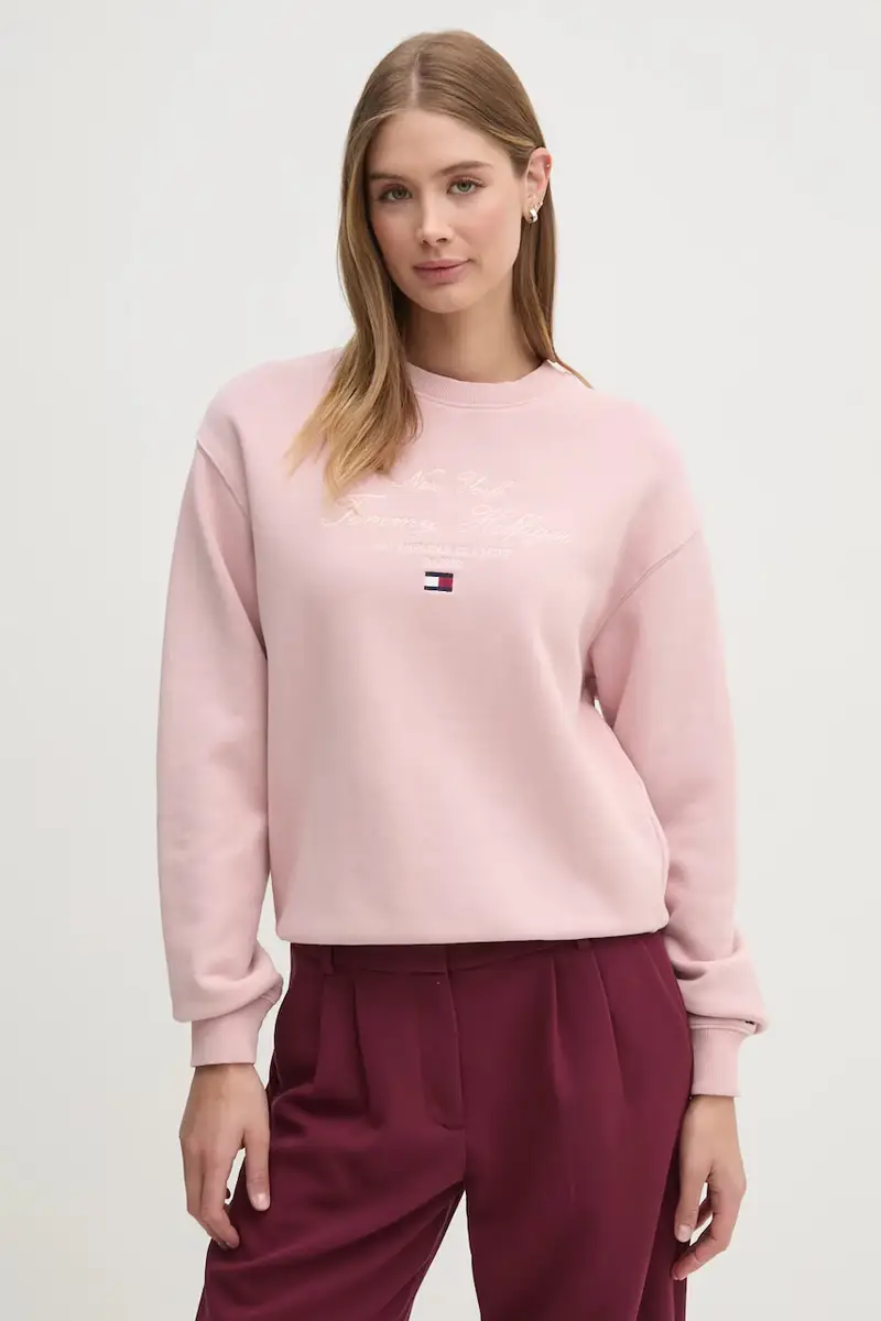 felpa donna colore rosa con applicazione WW0WW43844