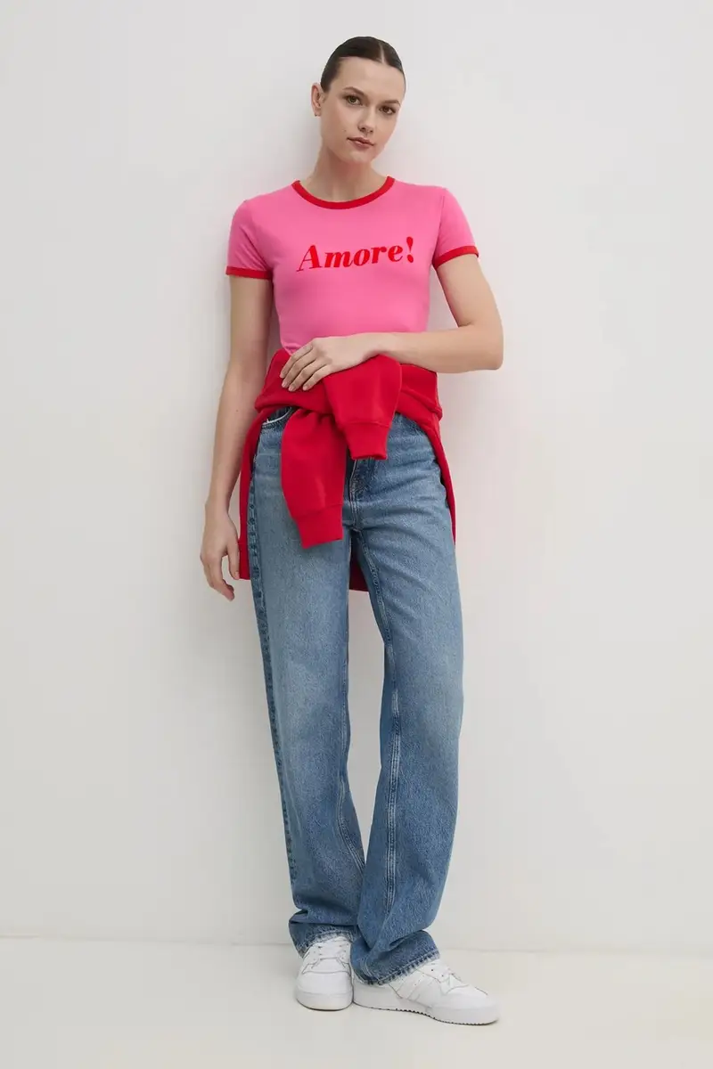 felpa donna colore rosso WW0WW39791 miniatura 2