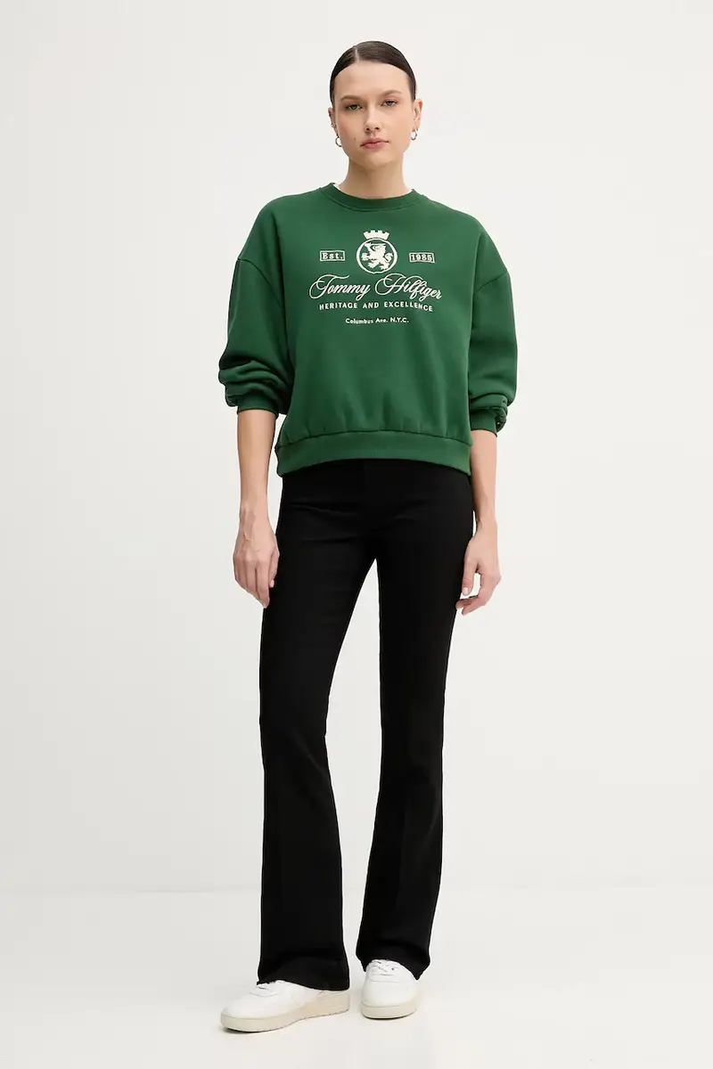 felpa donna colore verde WW0WW46128 miniatura 2