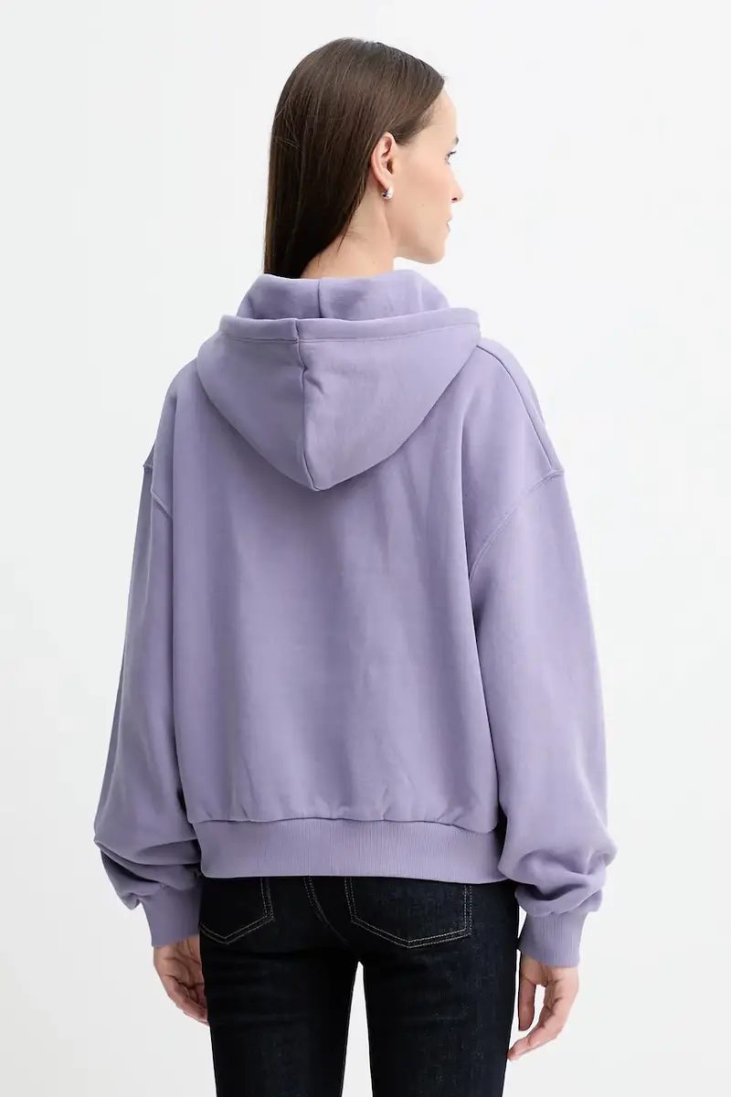 felpa donna colore violetto con cappuccio WW0WW47459 miniatura 3