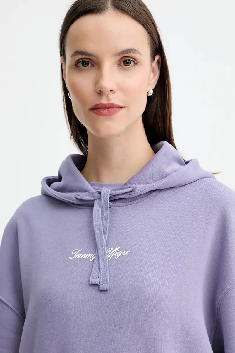 felpa donna colore violetto con cappuccio WW0WW47459 miniatura 4