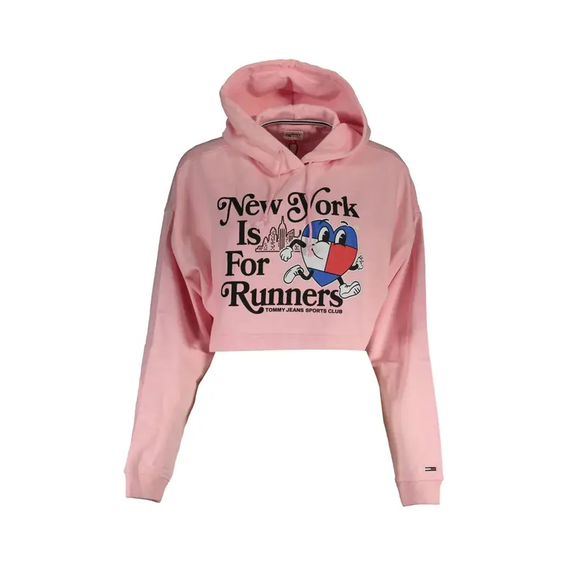 Felpa Donna Rosa Cappuccio Ricamo Stampa Logo