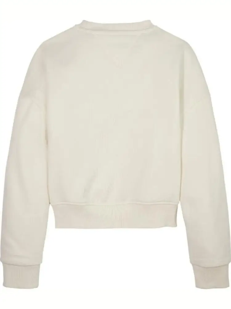 felpa ecru bambina in cotone girocollo logo sul davanti miniatura 2