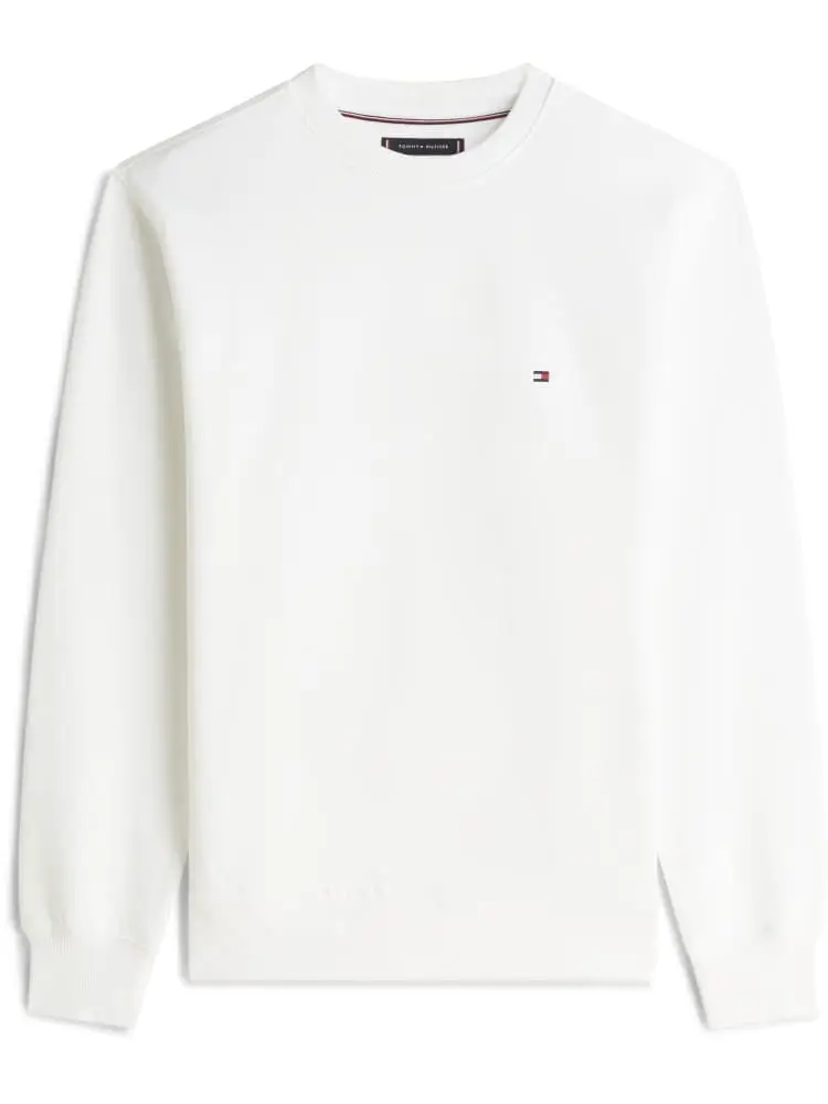 felpa essential girocollo in cotone bianco