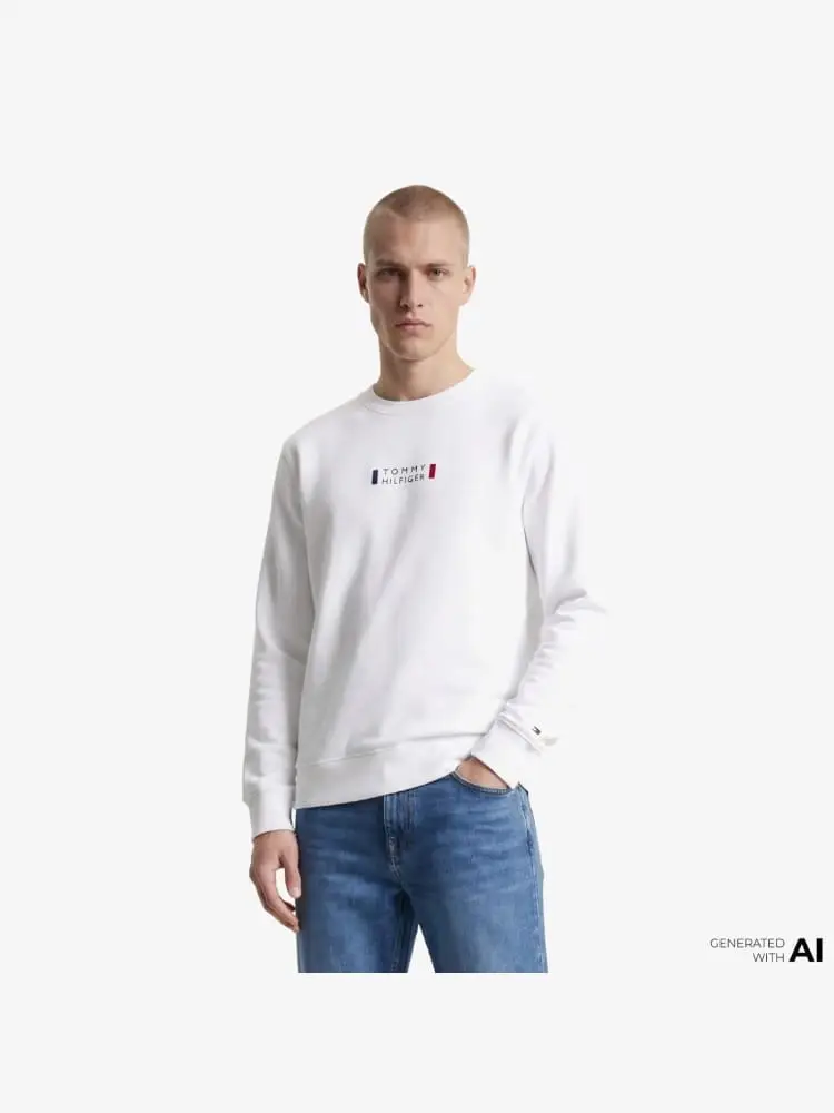 felpa girocollo in cotone bianco con logo lettering centrale