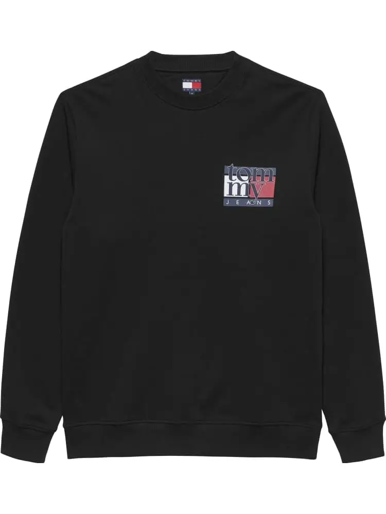 felpa girocollo nera con stampa sul petto