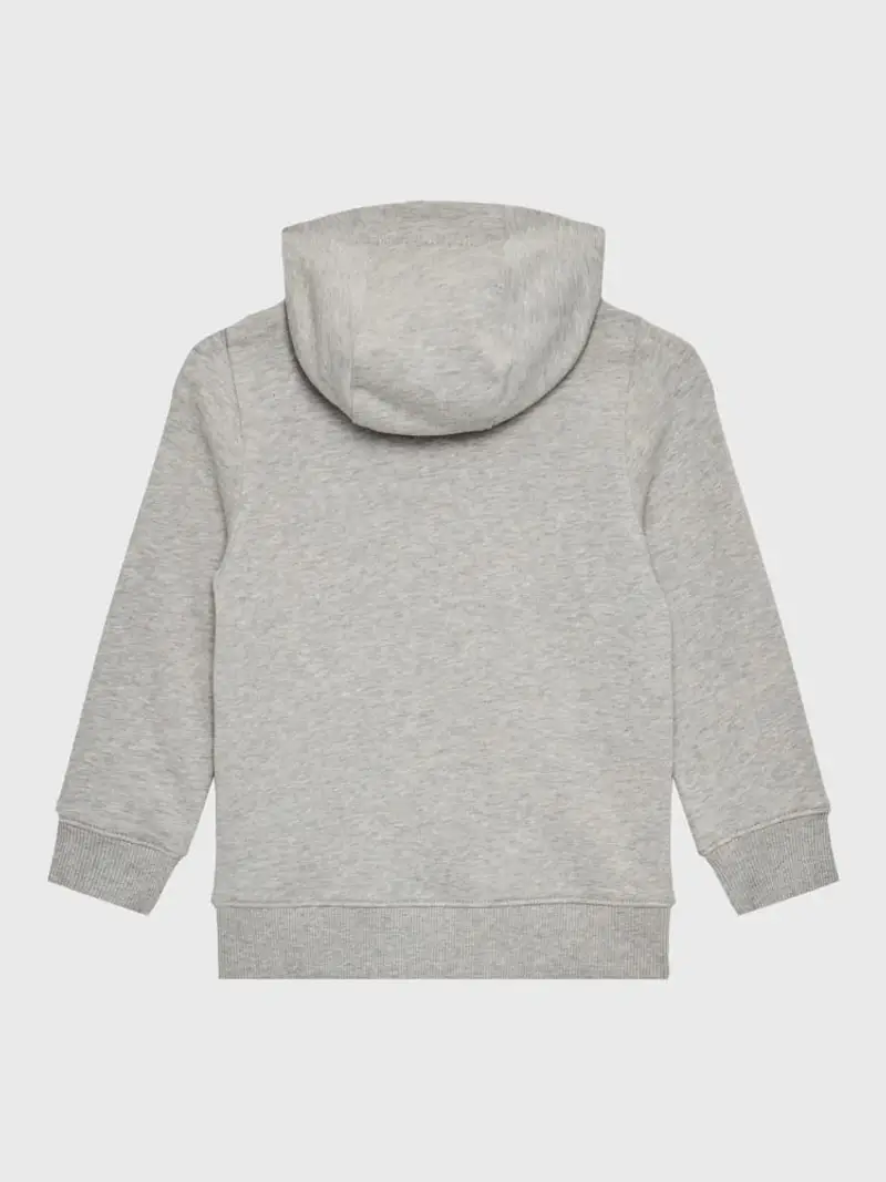 Tommy Hilfiger felpa grigia bambino con cappuccio in cotone logo ricamato sul petto regular fit miniatura 2