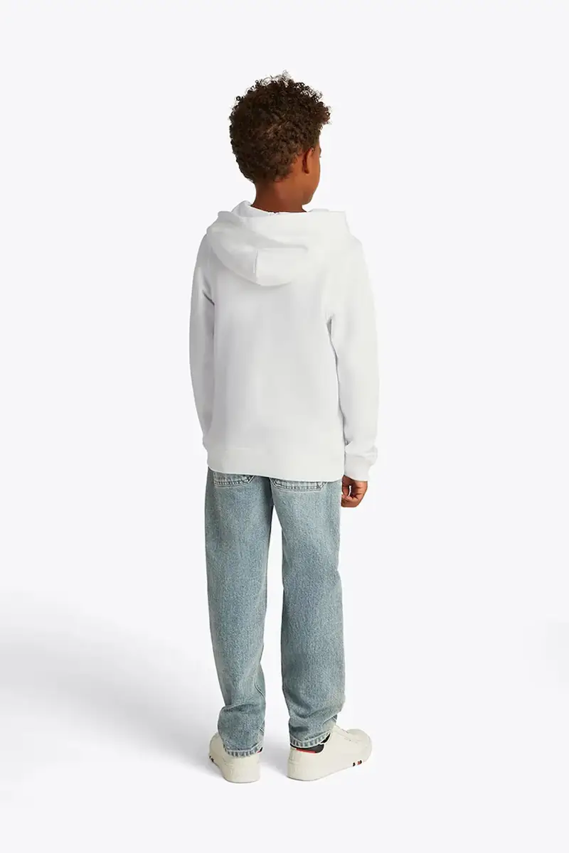 felpa in cotone bambino/a colore bianco con cappuccio con applicazione KB0KB09576 miniatura 4