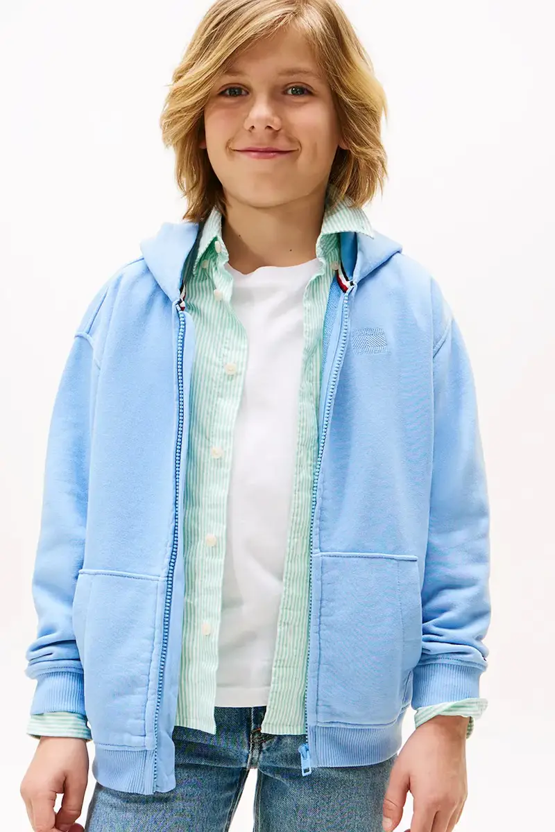 felpa in cotone bambino/a colore blu con cappuccio KB0KB09750