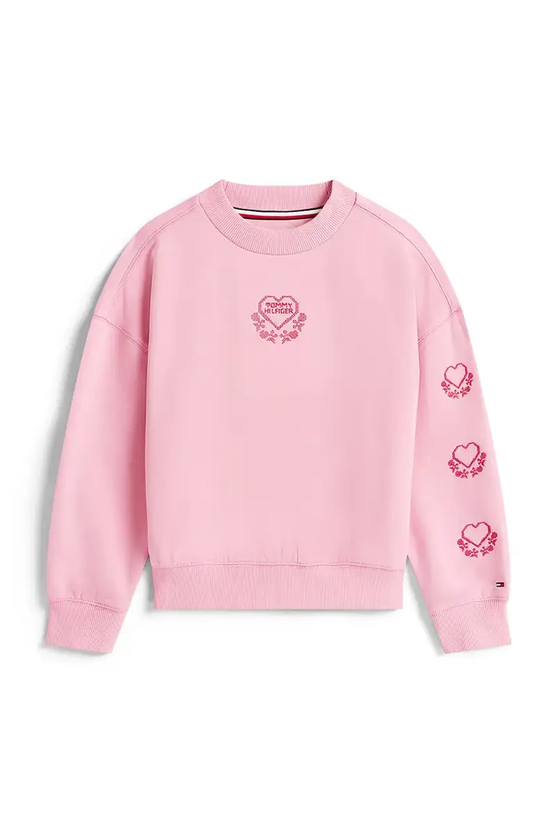 felpa in cotone bambino/a colore rosa con applicazione KG0KG08782 miniatura 2