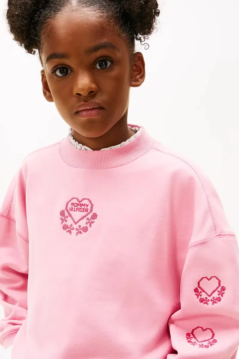 felpa in cotone bambino/a colore rosa con applicazione KG0KG08782 miniatura 3