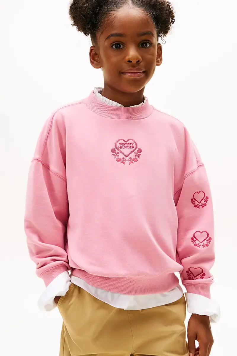 felpa in cotone bambino/a colore rosa con applicazione KG0KG08782