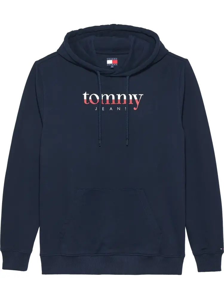 felpa in cotone blu con cappuccio e logo su petto