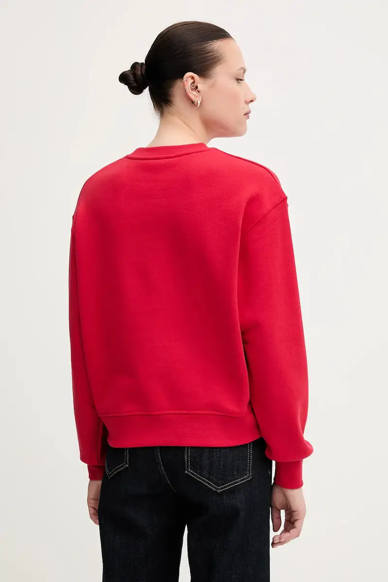 felpa in cotone colore rosso con applicazione WW0WW44631 miniatura 2