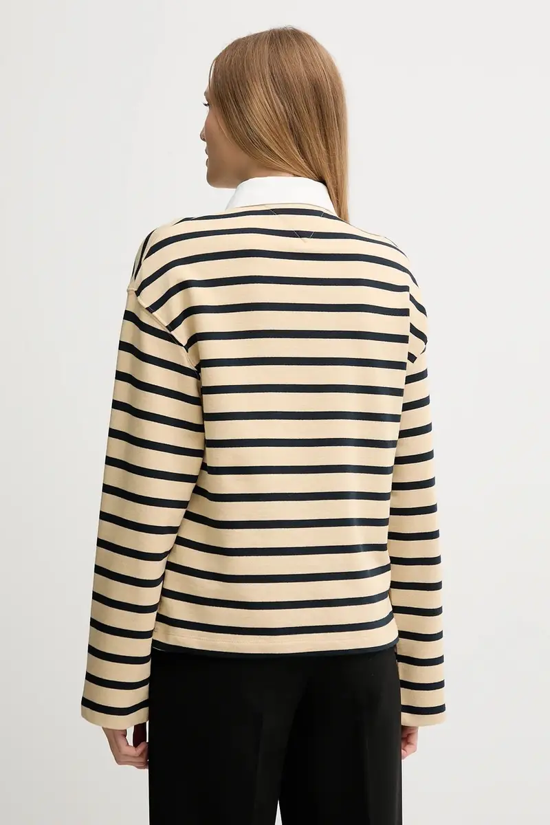 felpa in cotone donna colore beige WW0WW47457 miniatura 3